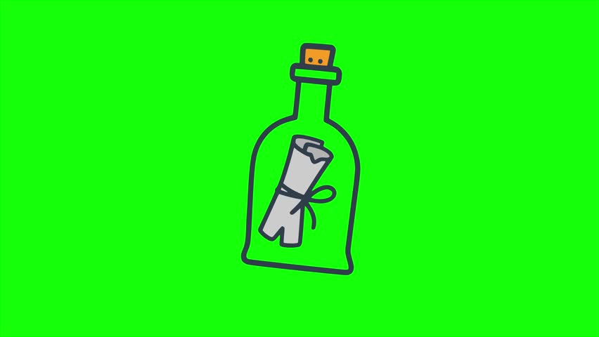 message in the bottle secret text animation HD 4K