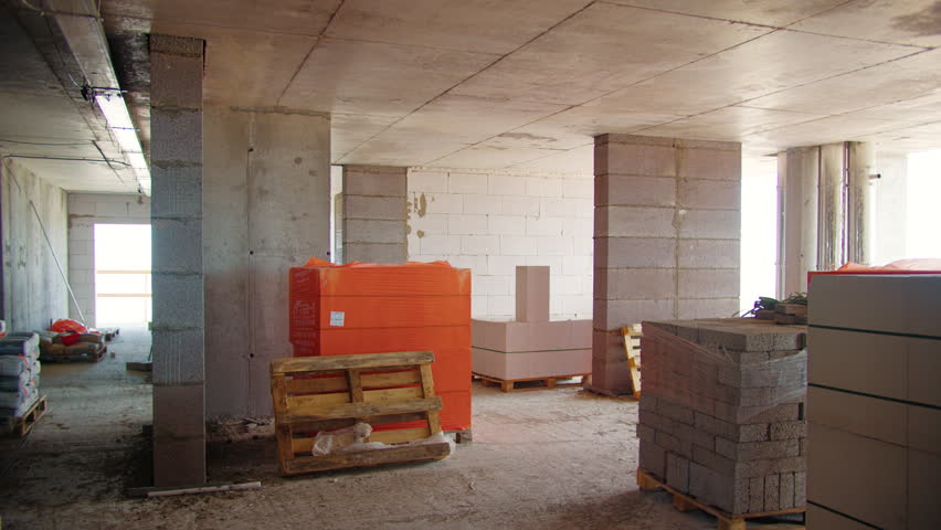 Interior of unfinished apartment under construction