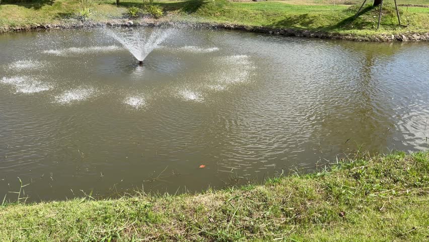 Fountain with water drops in a garden