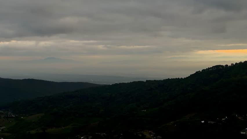 Sunrise over the mountains in the morning
