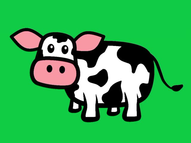 animated cartoon cow vector video footage, children