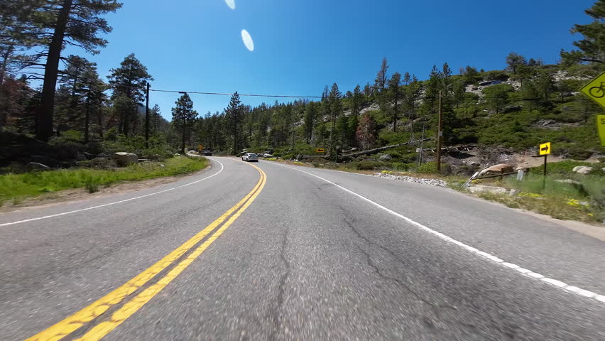 Lake Tahoe Emerald Bay Road 04 Front View Eagle Point 89 Northbound Driving Plates California USA Ultra Wide
