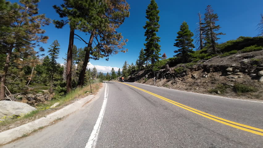 Lake Tahoe Emerald Bay Road 06 Rear View Eagle Point 89 Northbound Driving Plates California USA Ultra Wide
