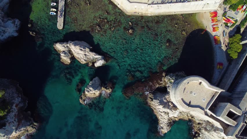 Aerial top down view of dubrovnik