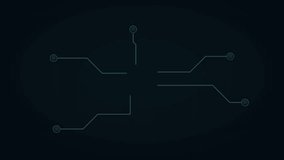 Microchip processor circuit board animation with glowing data pulses flowing toward central chip - Powered by Shutterstock - Get 15% off with code: PIKWIZARD15
