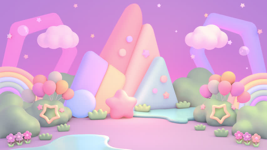 Dreamy geometric land animation. (loop)