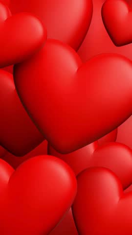 Many red hearts on white background