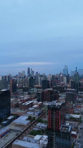 Chicago downtown skyline with skyscrapers and urban towers showing iconic American city landscape and famous financial district buildings