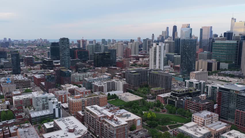High altitude landscape showing Chicago