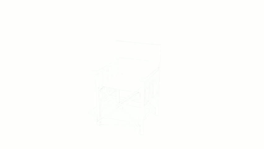 Directors chair drawing sketch animation developing on an isolated white background