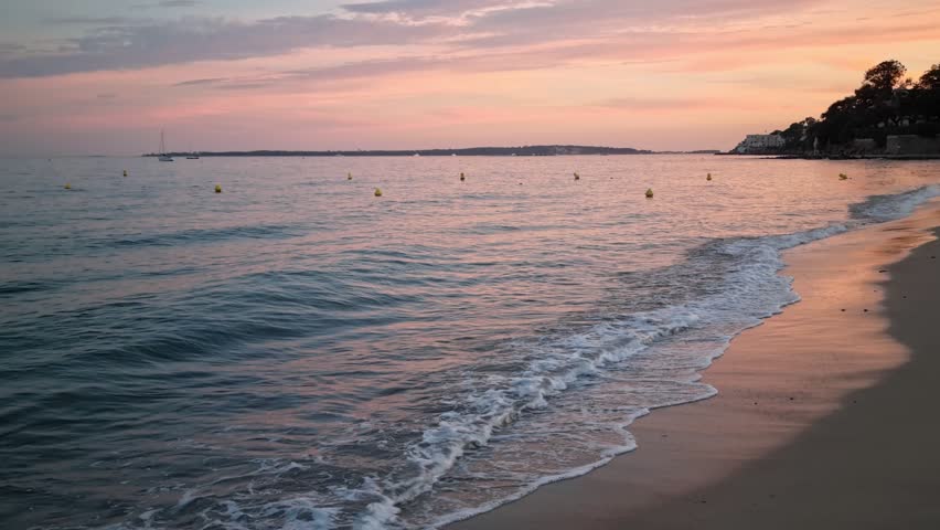 Sunset on the beach in Golfe Juan, South of France