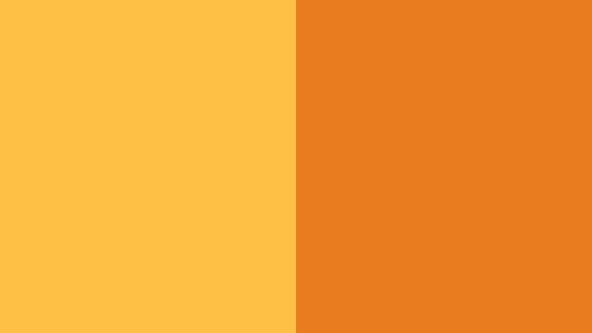 Animated rolling orange featuring a split screen composition with a whole orange on one side and an orange slice on the other. Smooth rotational motion with detailed flat vector illustration style suitable for food content, citrus themed visuals, healthy lifestyle media, advertising, and motion graphic backgrounds.