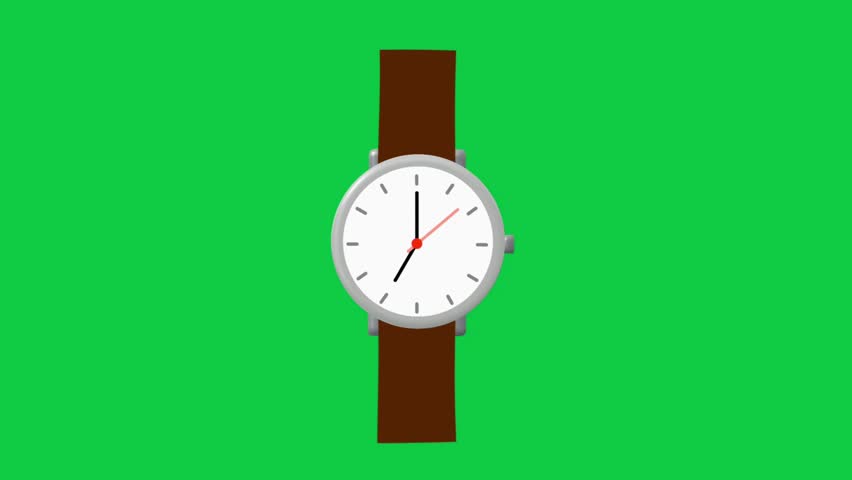 2D Animated Wrist Watch with Leather Strap for Time Management