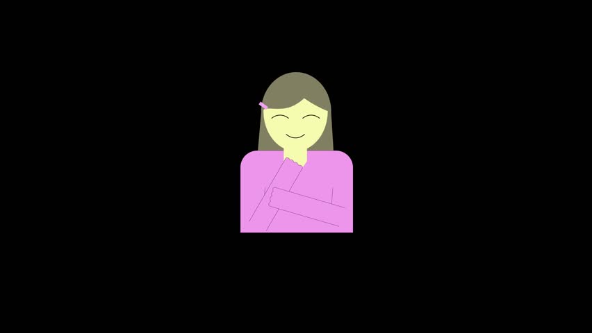 A girl smiling happily, a sign of love. Cartoon illustration