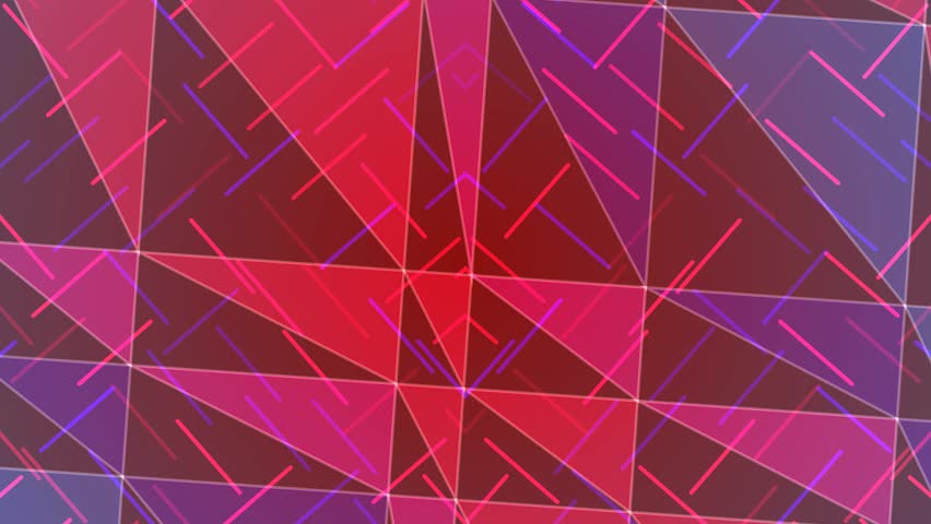 Vibrant digital artwork featuring overlapping red and purple triangles. Diagonal dashed lines add texture to this modern geometric background.