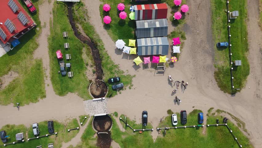 Elevated view of a recreational park nestled within natural scenery