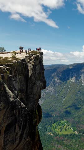 Taft Point at Yosemite National Park. El Capitan is in the background. Vertical video.
