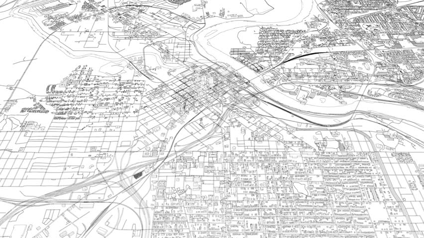 3D looped animation of city - Shreveport Louisiana, USA
