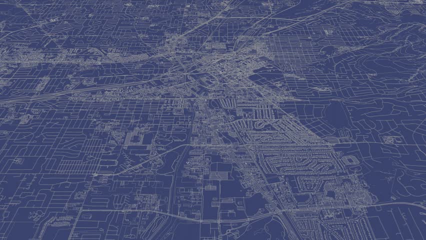 3D looped animation of city - Huntsville Alabama, USA