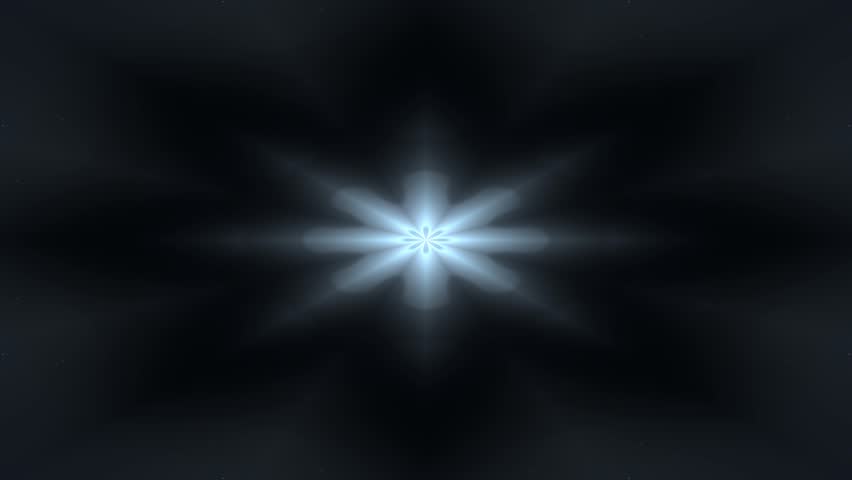 A glowing starburst is radiating soft blue light in a dark sky while gentle motion creates a calm and atmospheric scene.