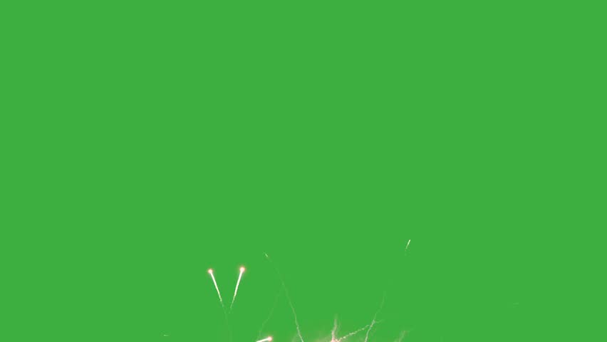 Colorful Fireworks Display on Clear Night Sky With Chromakey Background Showcasing Joyful Moments of Celebration