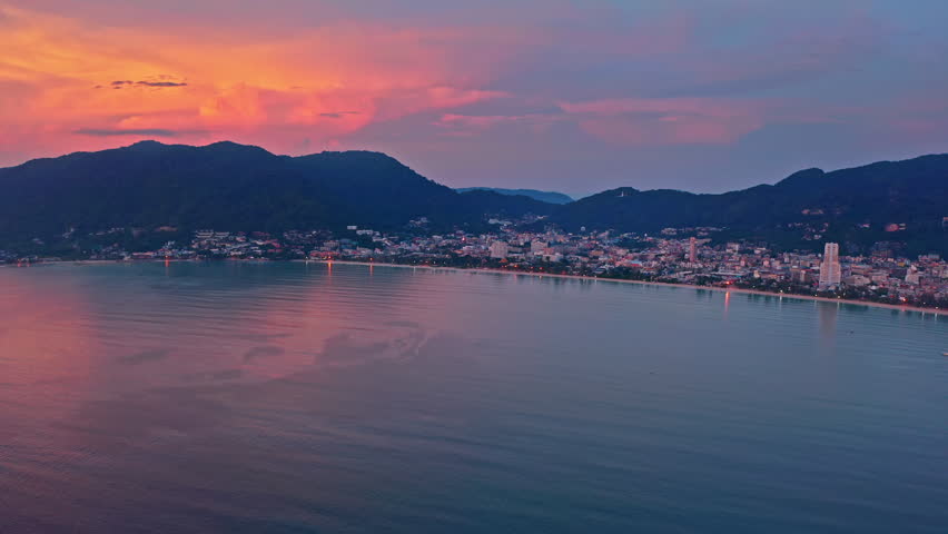 Patong beach Phuket Thailand beautiful sunset landscape with sunset sky