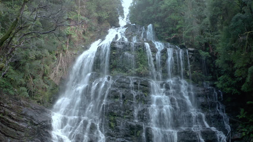 Wilderness of Tasmania. Calm wildlife environment landscape view of Nelson falls