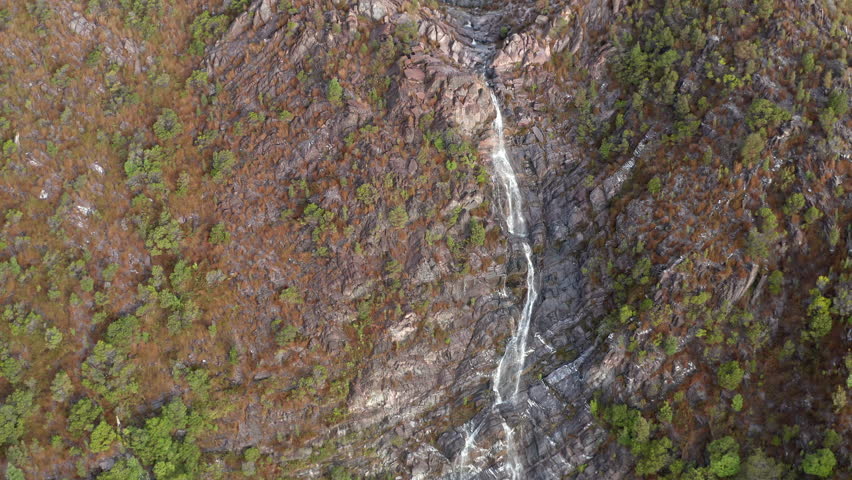 Aerial view of Horsetail falls in Tasmania, Australia. Beautiful nature