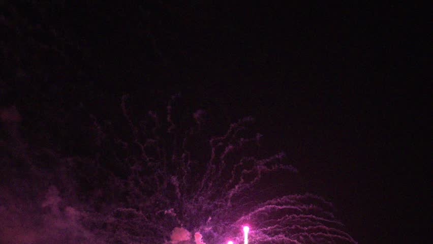 Spectacular firework explosions illuminating the night sky during a festival celebration