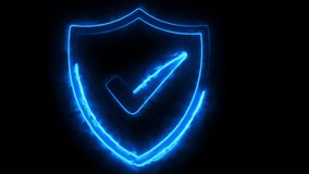 Dynamic blue neon shield animation features check mark icon representing digital safety protection and secure firewall. - Powered by Shutterstock - Get 15% off with code: PIKWIZARD15