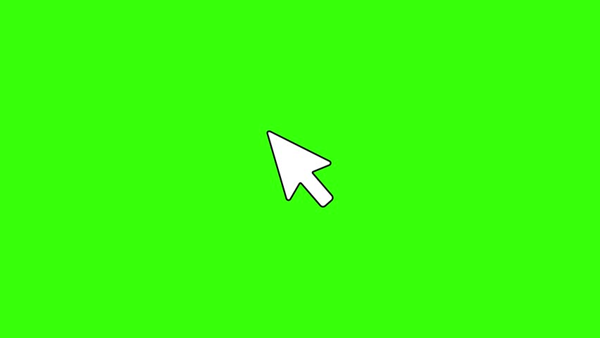 White Mouse Cursor Double Click Animation on Green Screen Background