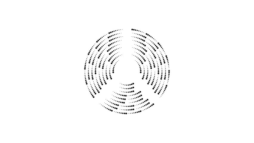 Circular Dotted Pattern Icon. Abstract Geometric Design And Symmetry Motion Graphic. Modern Art And Graphic Design Element.