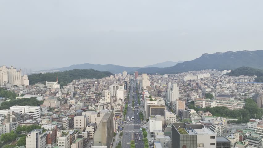 Aerial View of Cityscape and Commercial Area near Seoul National University Station