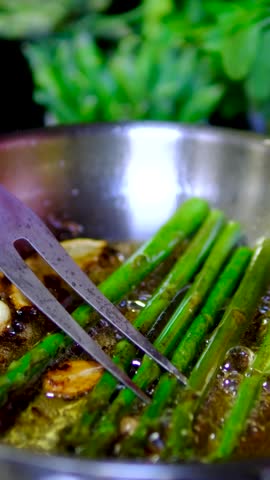 Green beans cooked with salmon butter garlic and lemon healthy side dish rich in omega 3. recipe for cooking asparagus in a stainless steel pan real Step by step