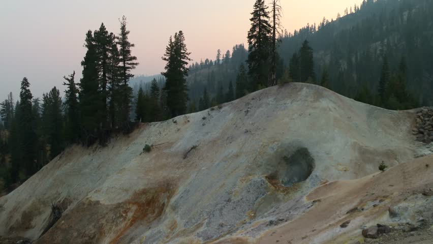 Volcanic fumarole emitting steam at Sulphur Works in Lassen Volcanic National Park