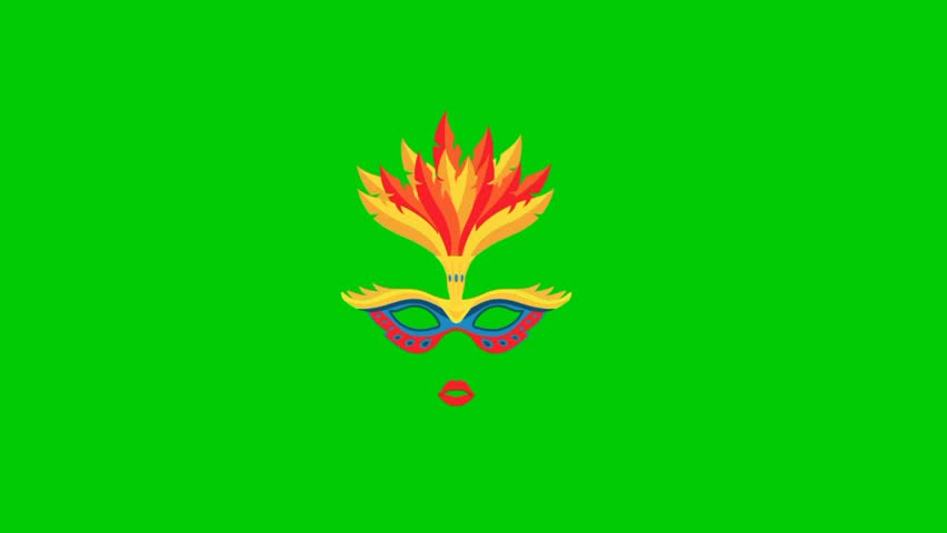 Carnival mask animation, sstkBrazil, sstkparty, celebration, myrealholiday, decoration, festival, green background 