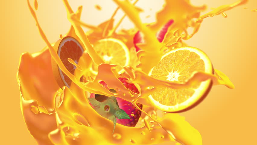 Fresh Orange Juice Splash with Citrus Fruits