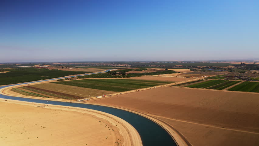Aerial shot of the water aqueducts running through California