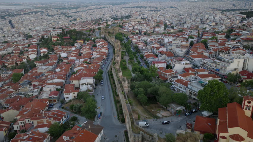 Aerial drone view of Thessaloniki