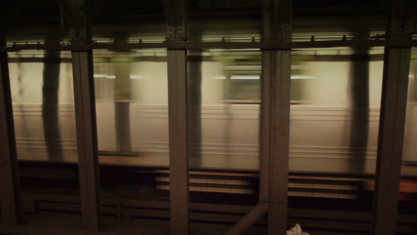 An underground subway passes by.