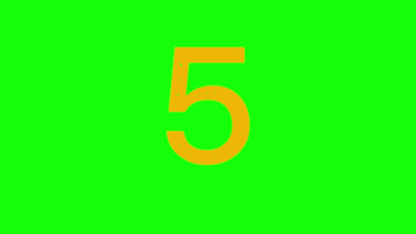 Minimalist animated yellow number three countdown element on a green screen background.