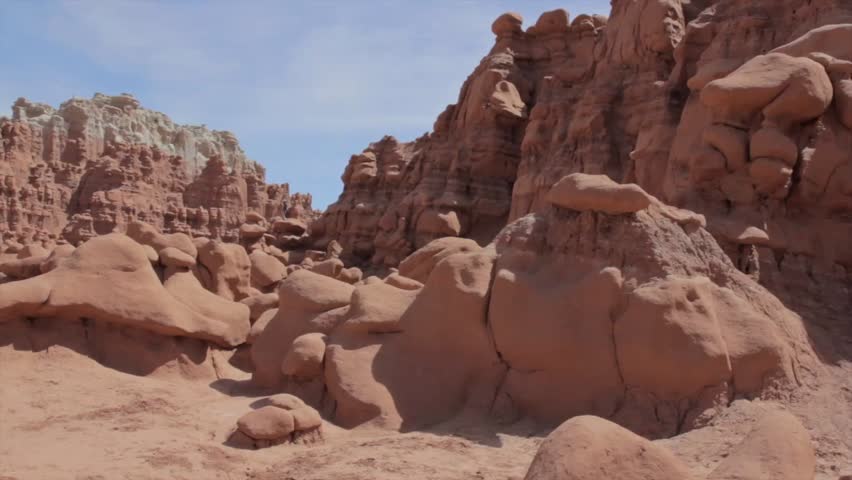A jib shot of Goblin Valley State Park in the desert of Southern Utah