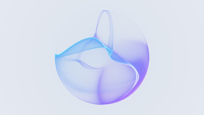 Stylized blue and violet sphere softly glowing in seamless 4K 60FPS loop. Abstract white glass sphere with subtle purple and blue rim light on clean minimal white background, futuristic soft orb