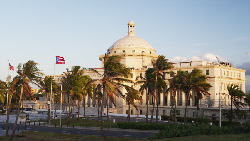 Capitol of Puerto Rico building in San Juan. Landmark in the capital of Puerto Rico. Houses House of Representatives and Senate. Building is a tourist attraction destination near old San Juan.