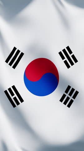 Flag Of South Korea Blowing In The Wind, 3D Render korean national symbol for asia tourism marketing, brand awareness, sport documentary and state history environment.