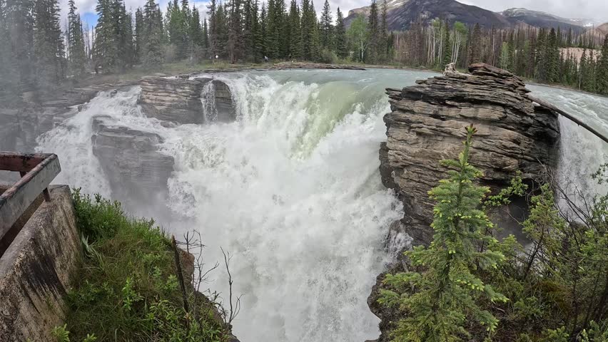 A shot of the powerful Athabasca Falls.