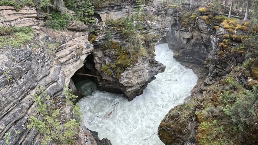 A shot of the powerful Athabasca Falls.