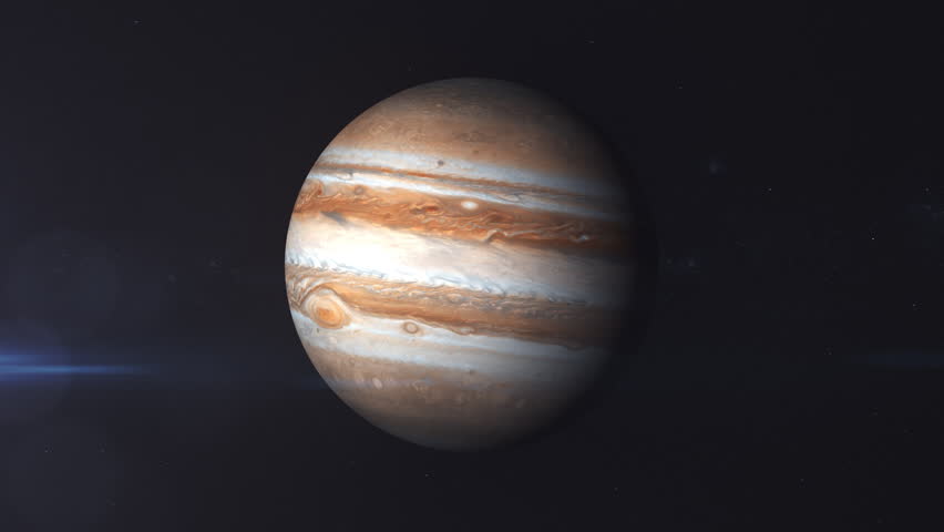 Planet Jupiter Rotating in Deep Space