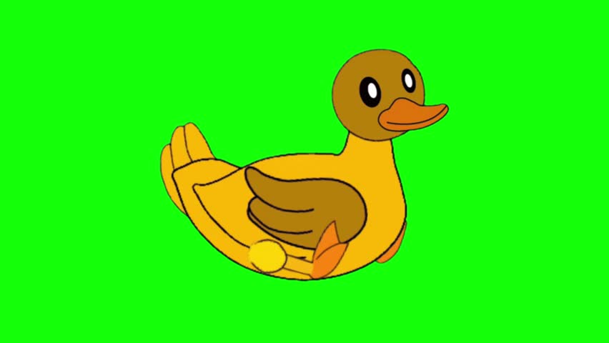Cute Sitting Duck Cartoon Character Animation Frame Isolated on Green Screen Vector Illustration