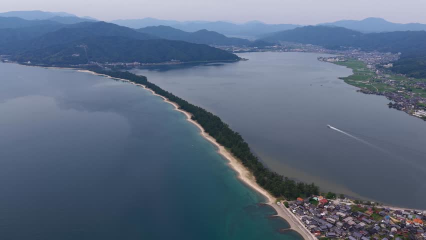 Aerial Orbit Around Amanohashidate Sandbar, One of Japan’s Three Scenic Views